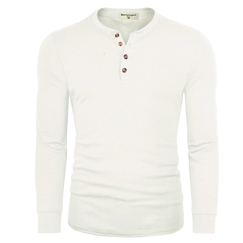 2024 Men'S Cotton Shirts Henley New Design Spring Fall Casual Tshirts Quick Dry Breathable Anit-Wrinkle Full Long Sleeve T-Shrit Tops New Arrival Summer Autumntee D8CT09