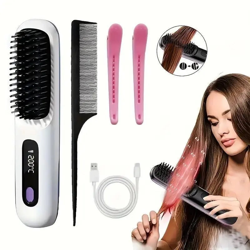 Experience Effortless Styling with the 2026 Upgraded Portable Hair Straightening Comb - USB Rechargeable & Wireless for Ultimate Convenience
