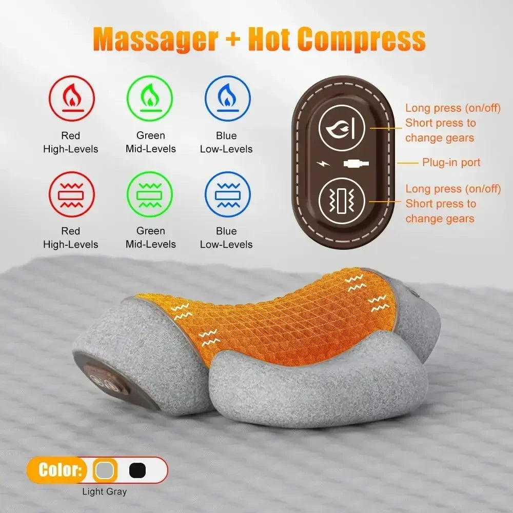 Electric Massager Cervical Pillow Hot Compress Vibration Massage Neck Traction Relax Sleeping Memory Foam Pillow Spine Support - Kiki of DC Styles Store