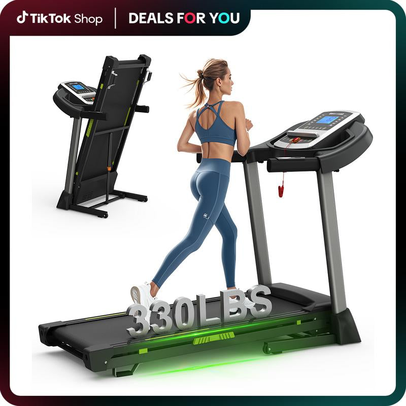LIVIVOX 3.5HP Fitness Home Folding Treadmill with 330LBS Capacity, Silent Motor & 12 Programs, Easy Move, Incline Compact Treadmill Home Gym Equipment ，Perfect for Daily Running/Walking,Small Space，Dealsforyoudays - Kiki of DC Styles Store