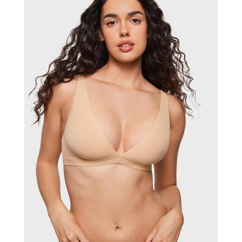 INLYRIC Women's Soft Plunge Bralette - Deep V Unlined Triangle Sleep Bra for Ultimate Comfort - Kiki of DC Styles Store