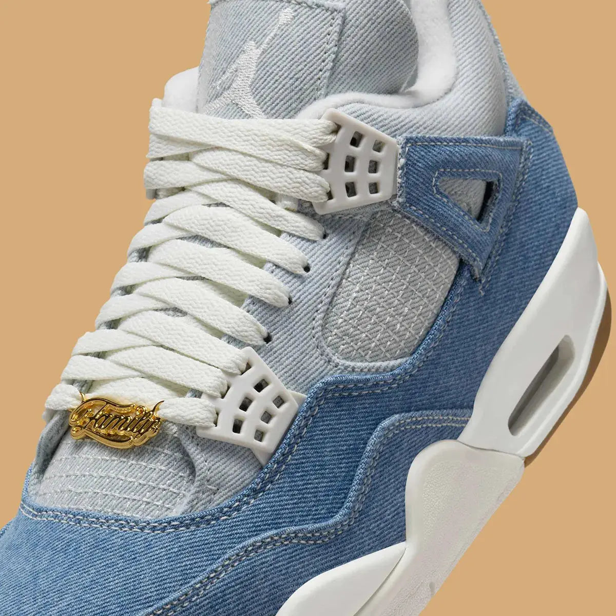 Elevate Your Style with Women's Air Jordan 4 Denim Sneakers - Trendy Blue Jean Design for Fashion-Forward Athletes