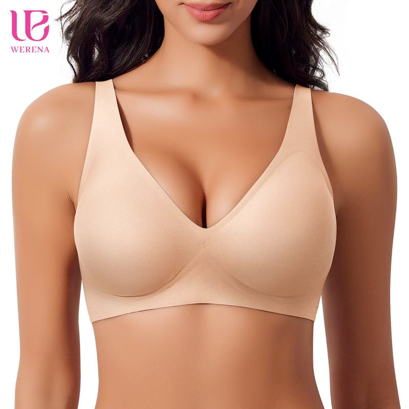 Werena V-Neck Wireless Bras for Women Seamless No Underwire Bra Comfortable Everyday Wire-Free Bras - Kiki of DC Styles Store