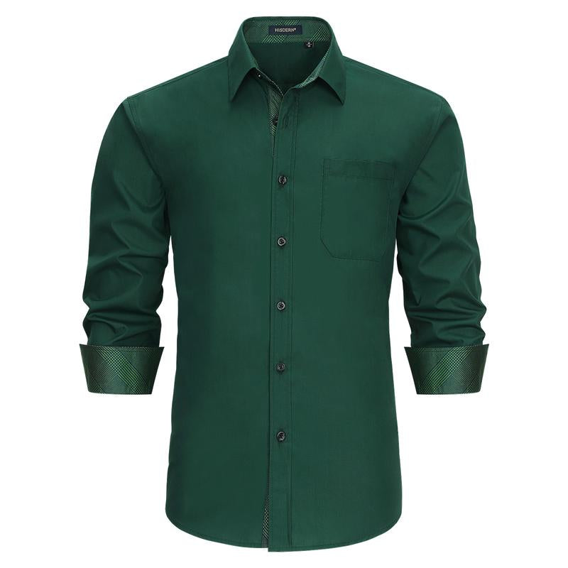 Men'S Dress Shirts Long Sleeve Button down Casual Shirts for Men Inner Contrast Formal Business Tuxedo Wedding Shirt