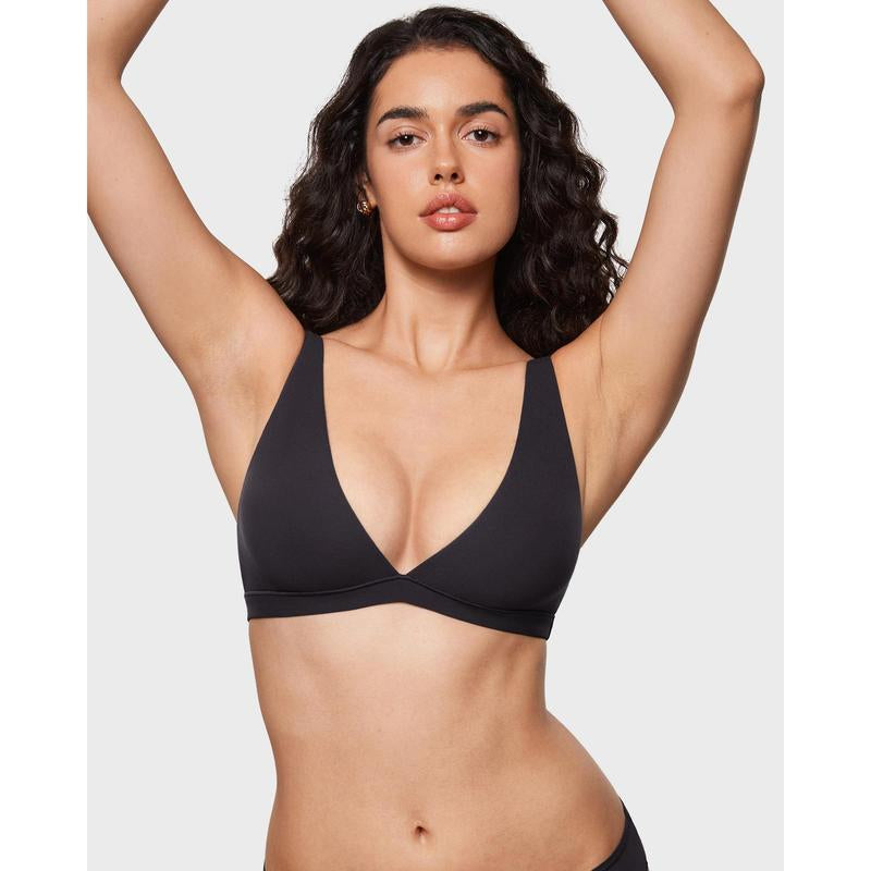 INLYRIC Women's Soft Plunge Bralette - Deep V Unlined Triangle Sleep Bra for Ultimate Comfort - Kiki of DC Styles Store