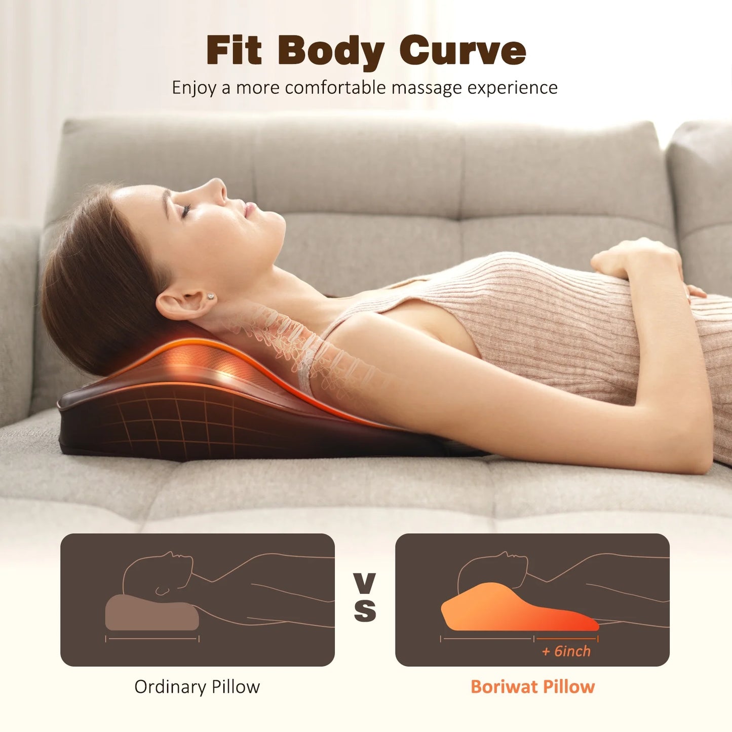 Back Massager with Heat and Vibration, Shiatsu Neck Massager Pillow Deep Tissue Care, Brown Gift for Mom and Dad