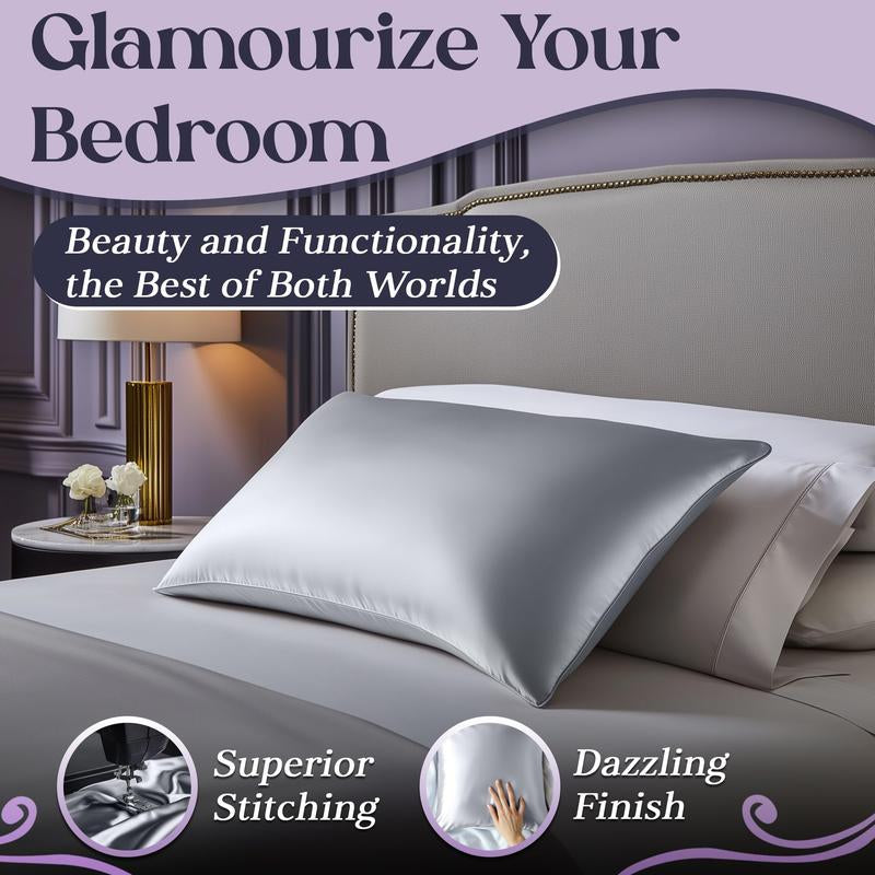 DECOLURE 100% Pure Mulberry Silk Pillow Case Standard Size – Highest Grade 30 Momme 6A+, Luxuriously Soft & Cooling Silk Pillowcase for Hair & Skin, Hypoallergenic, Breathable, Hidden Zipper - Kiki of DC Styles Store