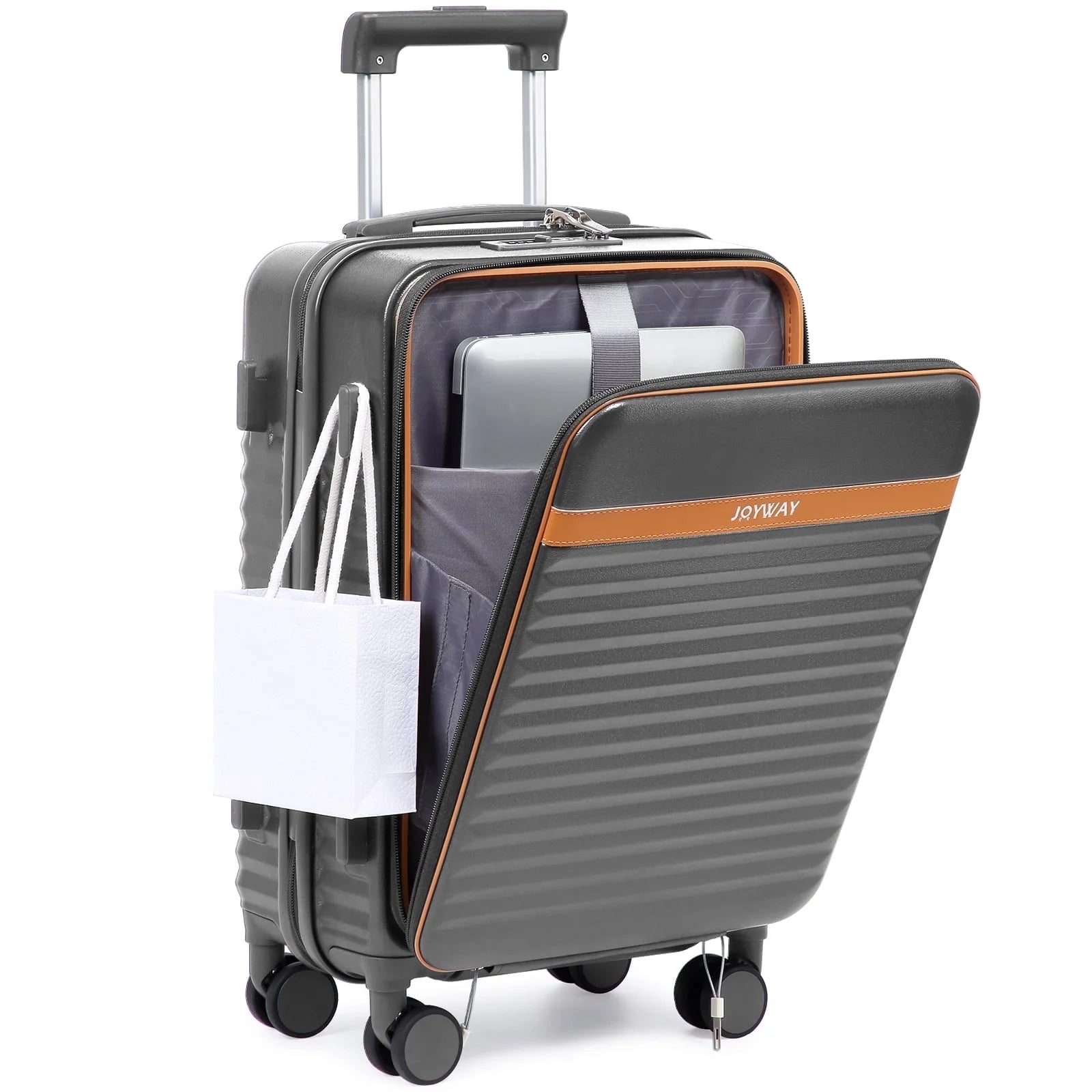 Front Opening Cover Carry-On Luggage Side Hooks TSA Lock Spinner Wheels YKK Zippers