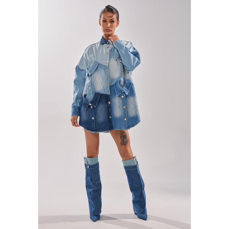 MONDAY BLUES DENIM MINI DRESS