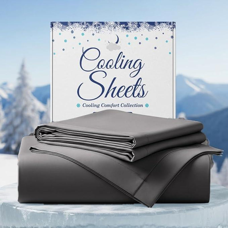 SLEEPHORIA 4 PC Cooling Sheets California King Size Bed Set - Temperature Regulating Bedding for Hot Sleepers - Deep Pocket Cooling Bed Sheets for Night Sweats and Comfort (Beige) - Kiki of DC Styles Store