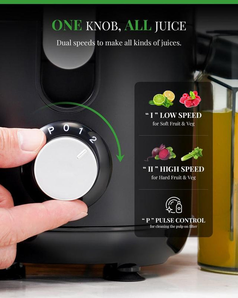 800W Juicer with 3" Wide Feed Chute, Titanium Blades & Dual Speeds — Easy Juice Extractor for Fruits & Veggies - Kiki of DC Styles Store