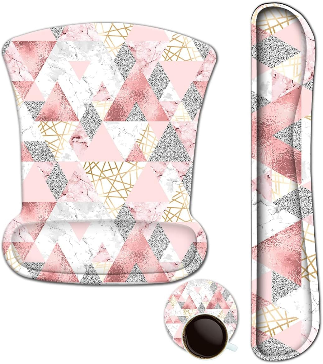 Keyboard Wrist Rest and Mouse Pad with Wrist Support, Ergonomic Mouse Pad, Durable Comfortable Lightweight for Easy Typing Pain Relief, Memory Foam Keyboard Mousepad Set, Teal Turqoise Marble - Kiki of DC Styles Store