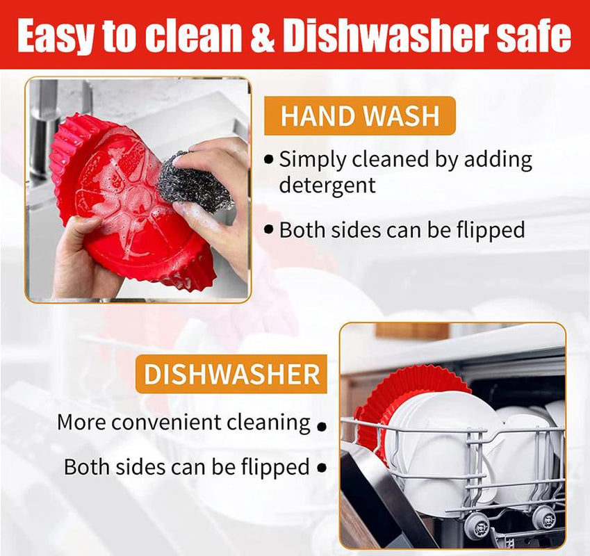 Air Fryer Silicone Liners Pack of 2 with Brush & Holding Gloves, Basket Bowl, Replacement of Flammable Parchment Paper, Reusable Fruit Kitchen Oil Pot - Kiki of DC Styles Store
