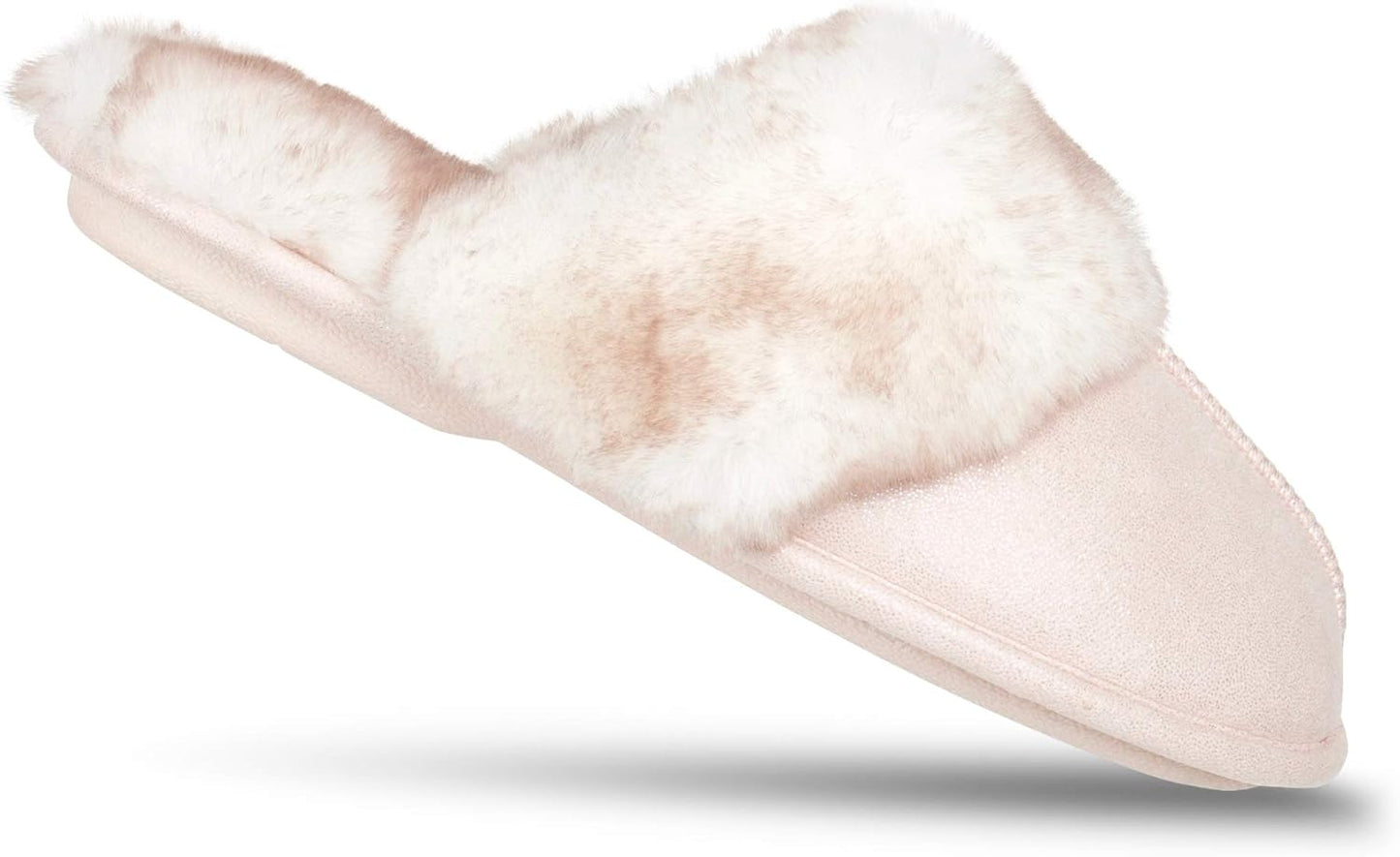 Indulge in Luxury: Jessica Simpson Women's Cozy Pink Faux Fur Memory Foam Slippers with Anti-Skid Soles