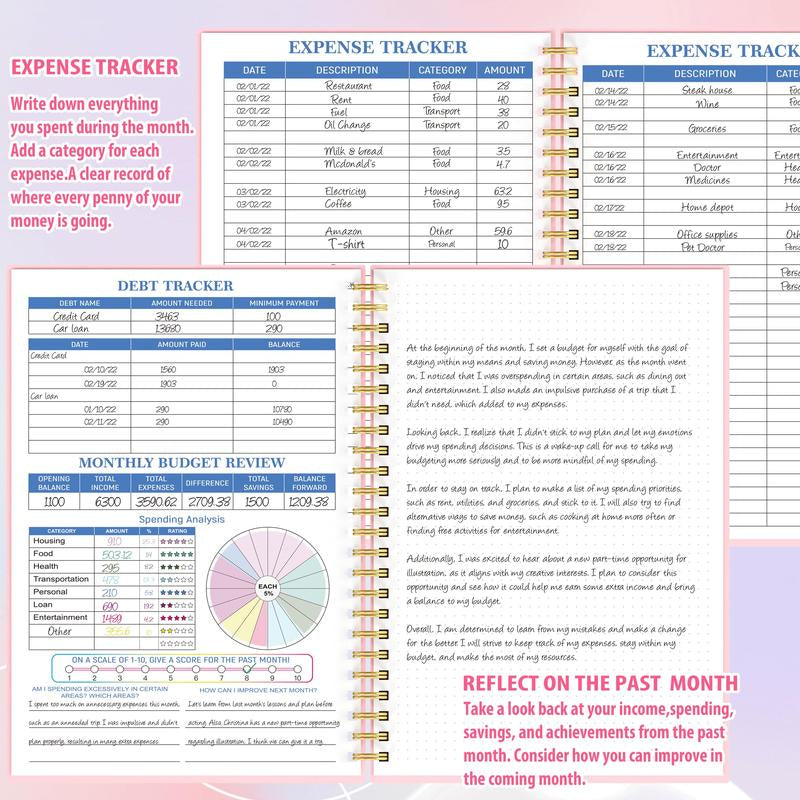 Budget Planner - Monthly Finance Organizer with Expense Tracker Notebook to Manage Your Money Effectively, Undated Finance Planner/Account Book, Start Anytimem,A5(8.6X5.9 Inchs),100Gsm Paper - Pink - Kiki of DC Styles Store