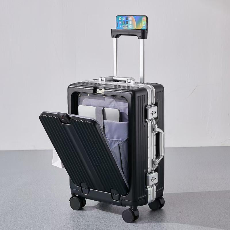 YGL Front Opening Luggage Sets Multifunctional Trolley Case Aluminum Frame Suitcase Set & TSA & Airline Certified Size, Carry-On Suitcase Can Be Used for Vacation, Travel, Business Trip, School and Outdoor Sports Carry-On Suitcase