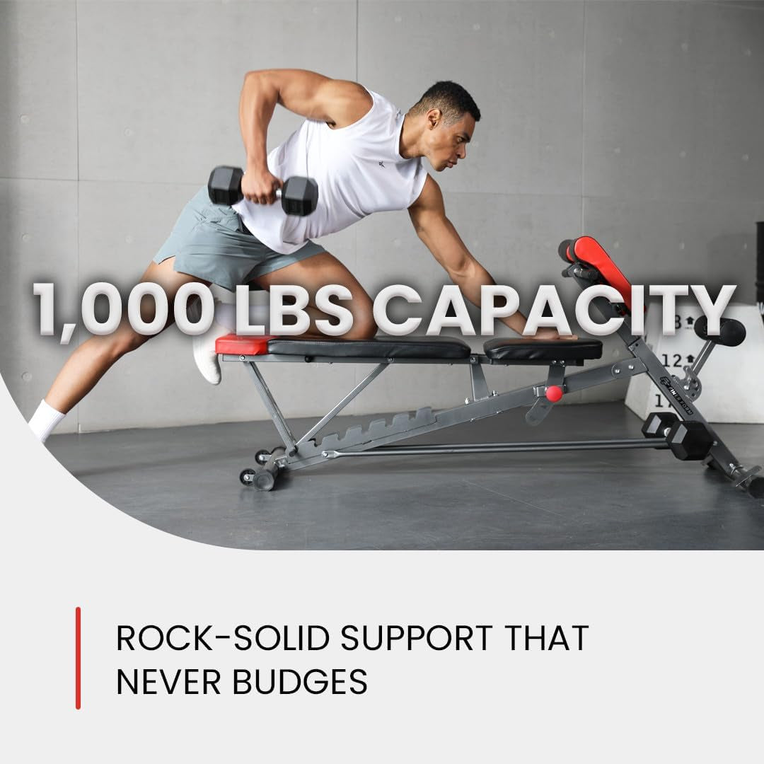 Elevate Your Fitness Routine with the Finer Form All-In-One Multi-Functional Weight Bench – Perfect for Full Body Workouts, Hyper Back Extensions, Adjustable Ab Exercises, and More!