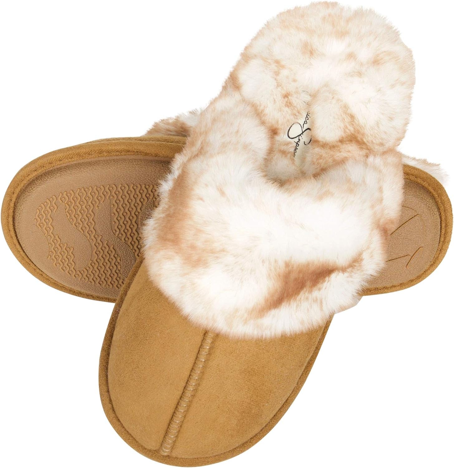 Indulge in Luxury: Jessica Simpson Women's Cozy Pink Faux Fur Memory Foam Slippers with Anti-Skid Soles