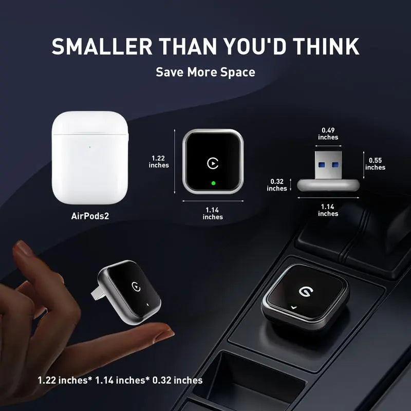2026 Latest Model 2 in 1 Wireless Carplay Adapter, for Both Apple and Android, Converts Wired to Wireless,Fast Connection, No Latencye