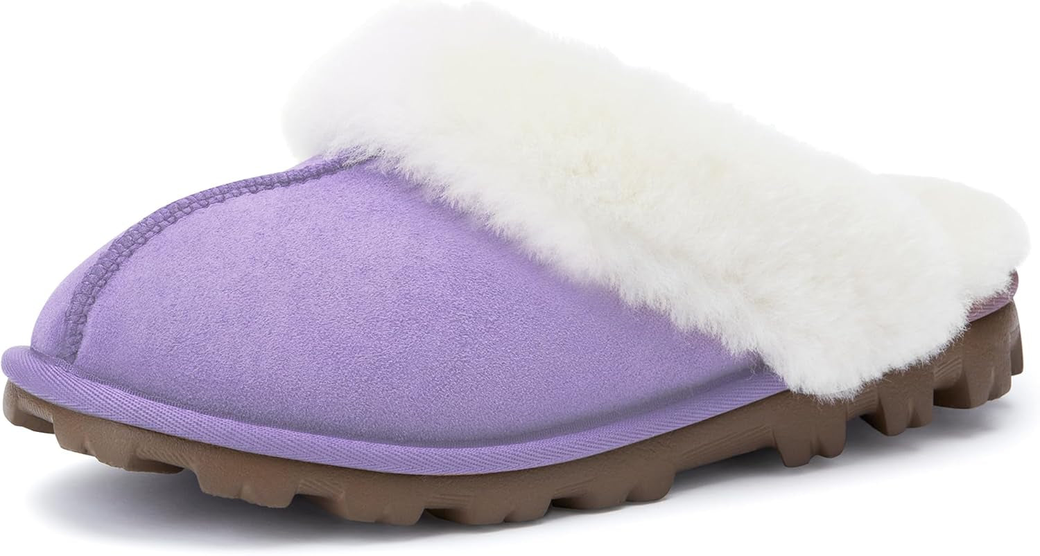 Women'S Genuine Australian Sheepskin Slippers, 100% Shearling, 8Mm Memory-Foam, Hard Bottom Slipper