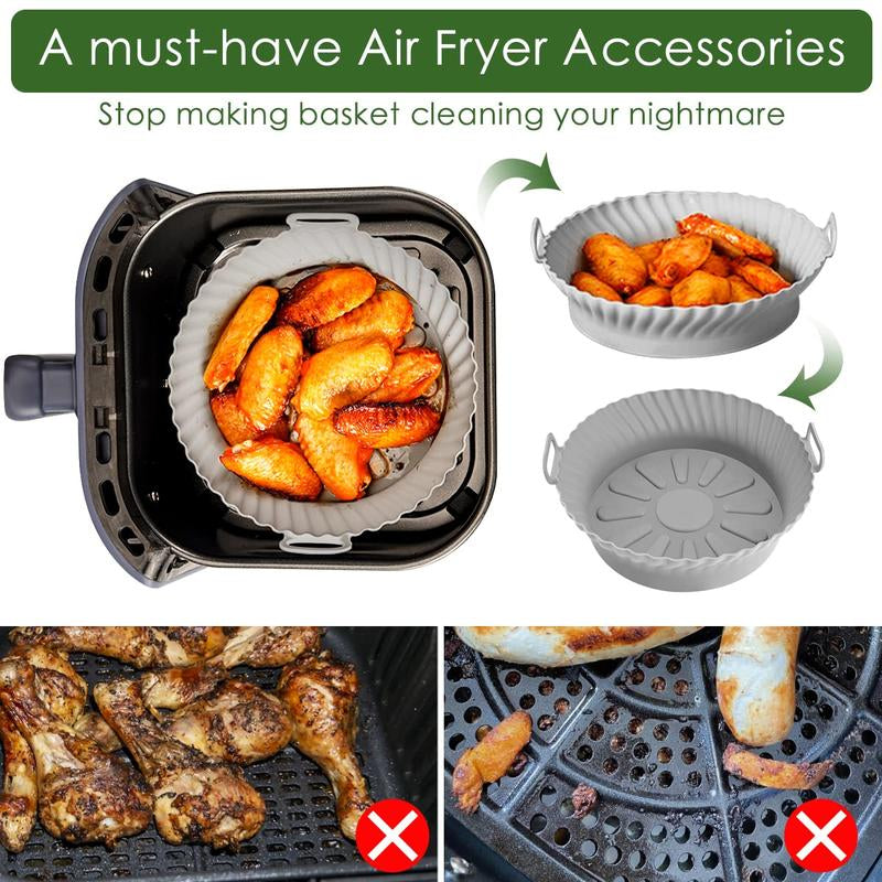 3Pcs Silicone Air Fryer Liners 8.6" Air Fryer Liners Reusable, Silicone Air Fryer Basket Heat Resistant Easy Cleaning Air Fryer Silicone Pot Air Fryer Oven Accessories - Kiki of DC Styles Store