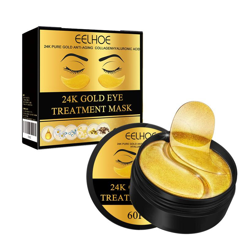 EELHOE 24K Gold Eye Mask-60Pcs – Ultra-Hydrating & Snug Fit Patches - Brighten Dark Circles • Reduce Puffiness • Deep Moisture • Stays Put!