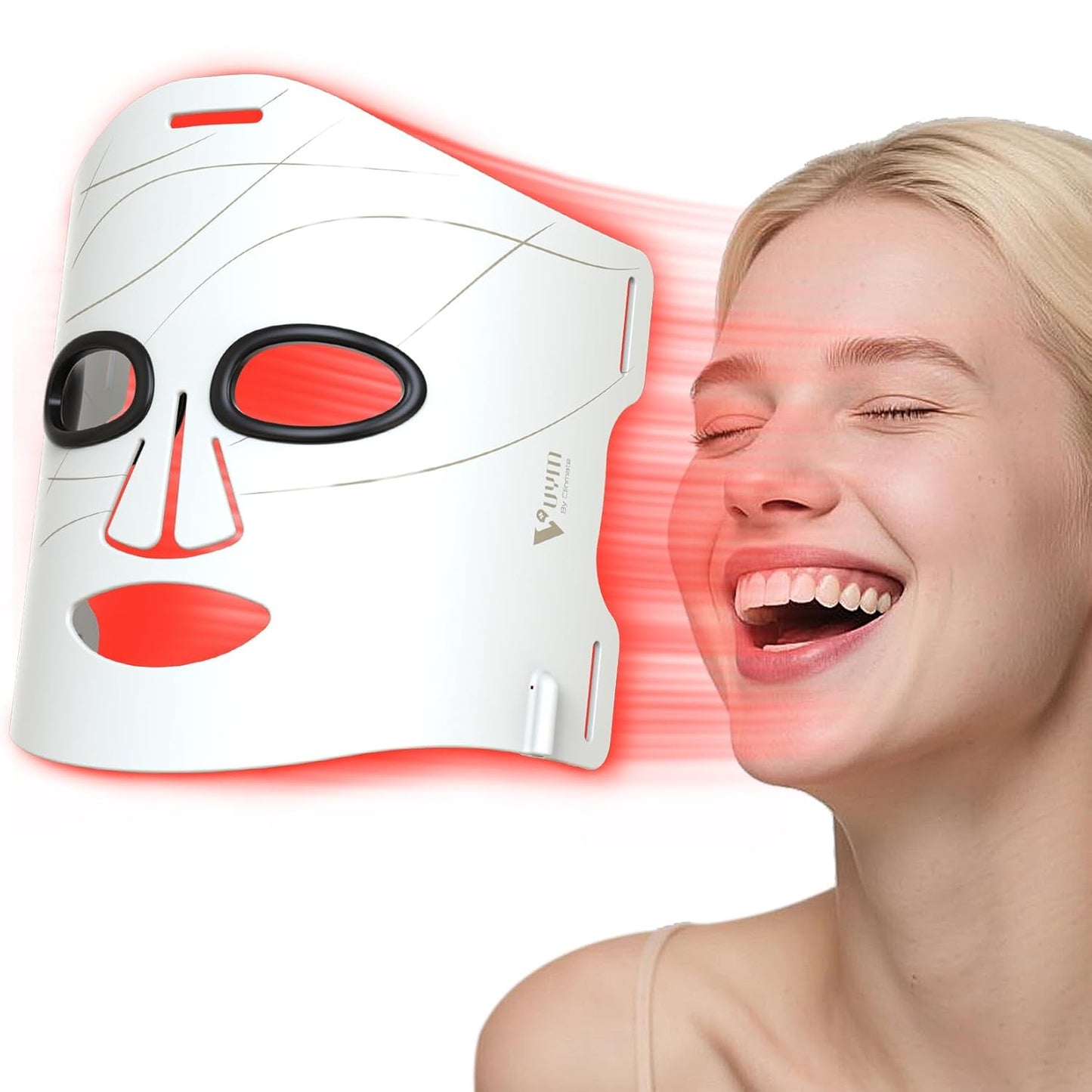 VYM Red Light Therapy for Face: High-Energy Super Lightweight 292 Leds Cordless Professional Light Therapy Mask Infrared LED Face Mask at Home Travel 2Mm Thickness - Black