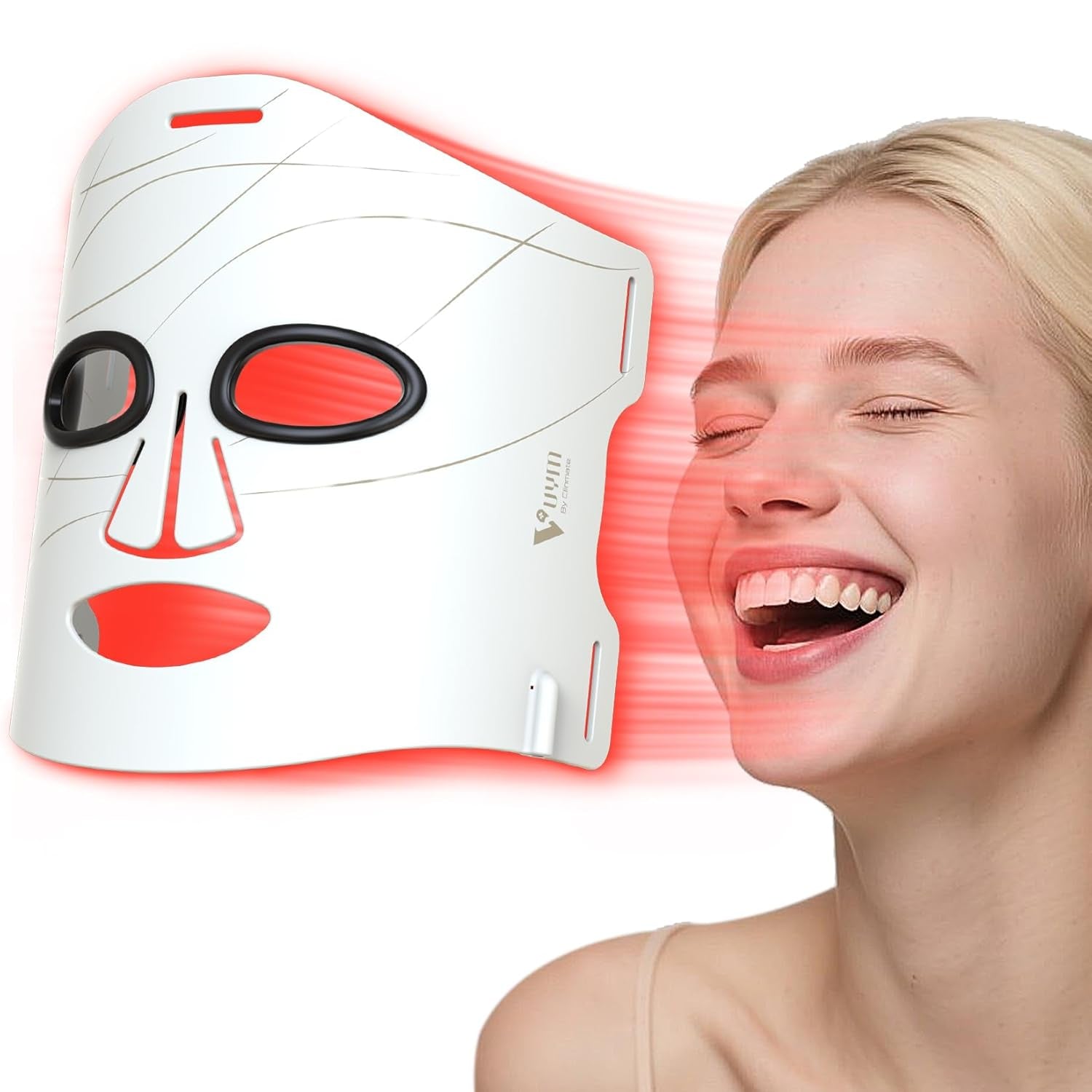 VYM Red Light Therapy for Face: High-Energy Super Lightweight 292 Leds Cordless Professional Light Therapy Mask Infrared LED Face Mask at Home Travel 2Mm Thickness - Black