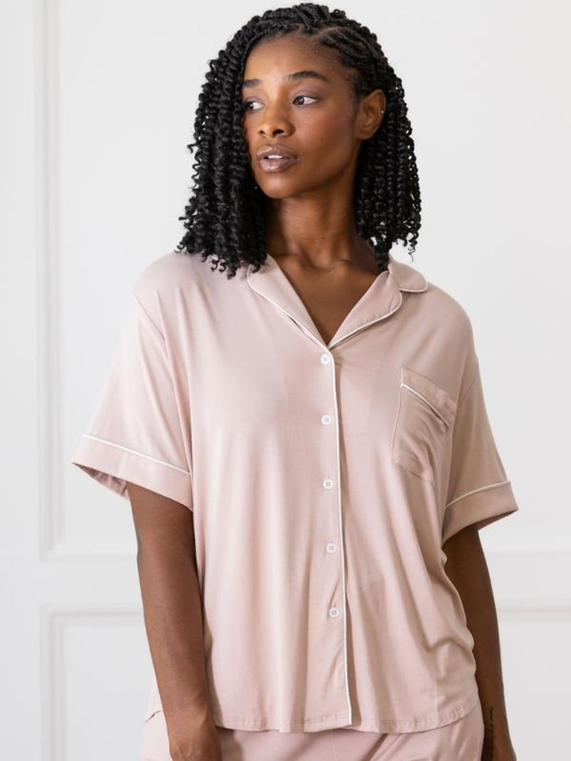 Luxurious Women's Bamboo Stretch-Knit Short Sleeve Pajama Set - Perfect for Cozy Nights! - Kiki of DC Styles Store