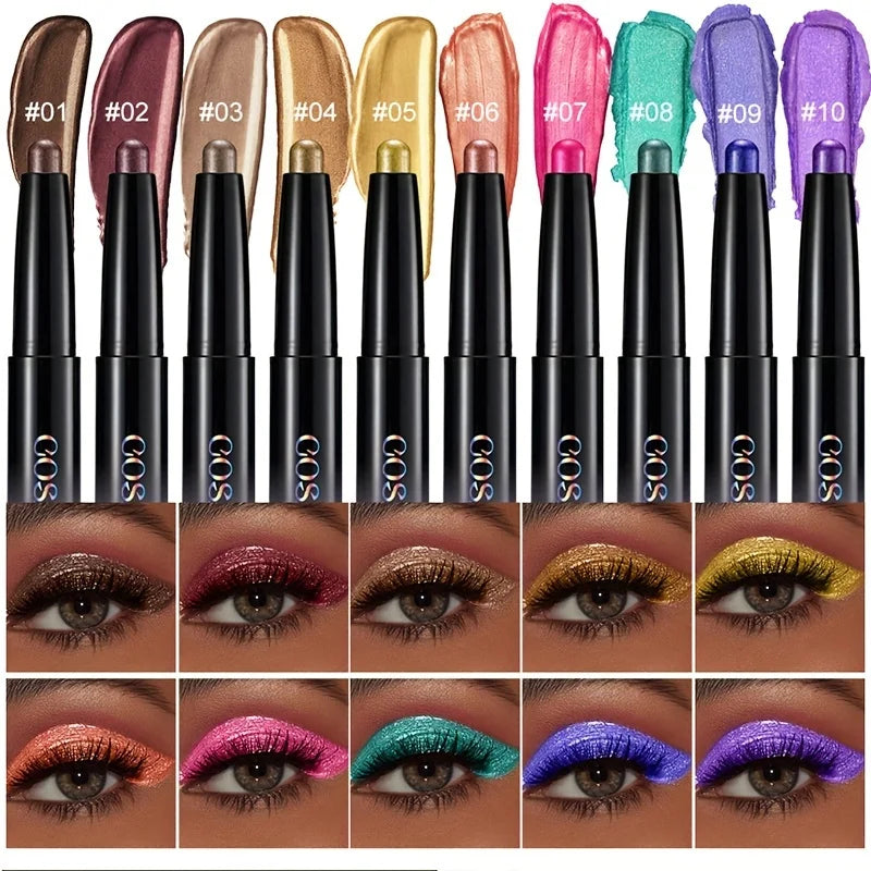 Brown Neutral Metal Eye Shadow Stick, Magic Color Cream Shimmer Crayon, Eye Whitening Stick, Highlight Pen, Eyeliner Pen - Kiki of DC Styles Store