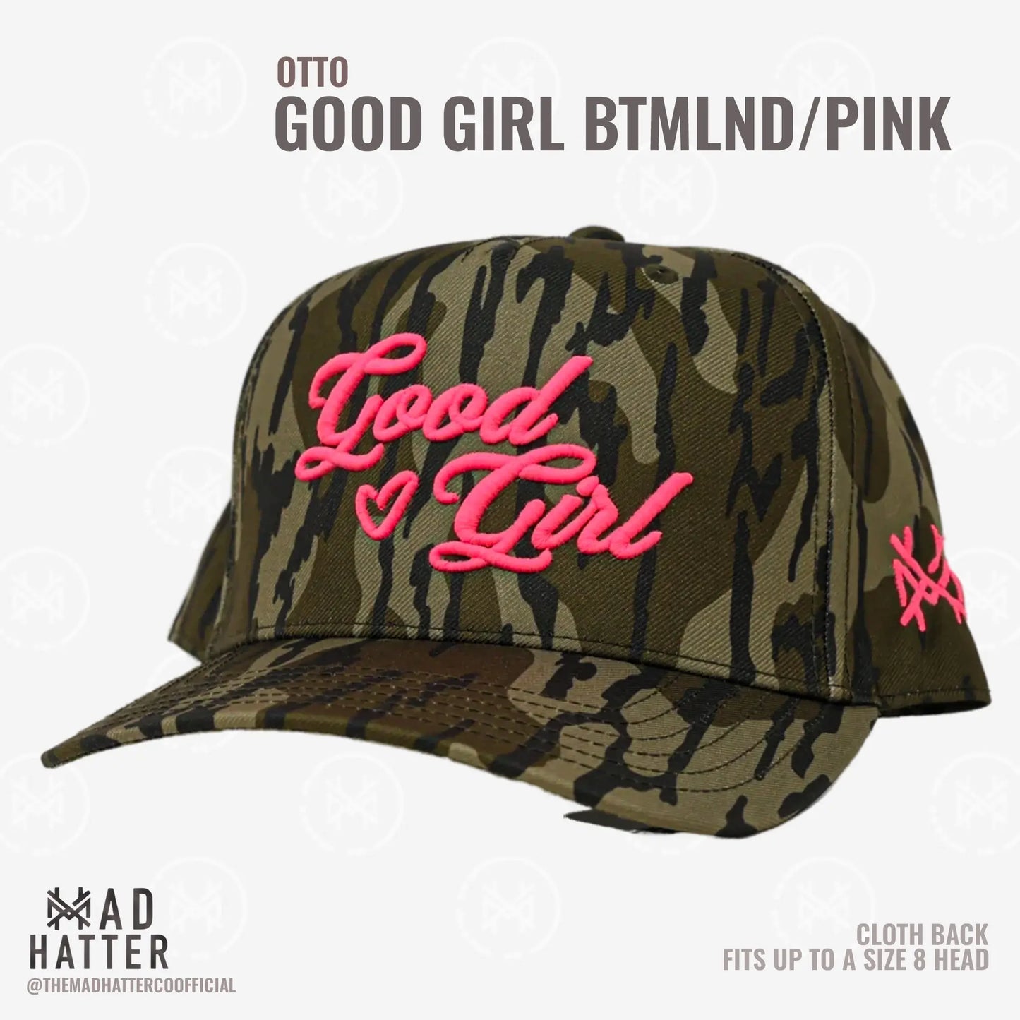Elevate Your Style with the Good Girl 3D Puff Embroidered Trucker Hat - Adjustable Snapback for Women, Fits Up to Size 8!