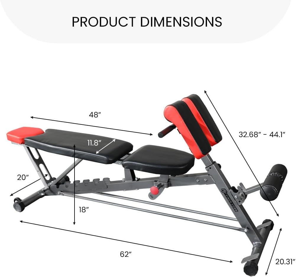 Elevate Your Fitness Routine with the Finer Form All-In-One Multi-Functional Weight Bench – Perfect for Full Body Workouts, Hyper Back Extensions, Adjustable Ab Exercises, and More!