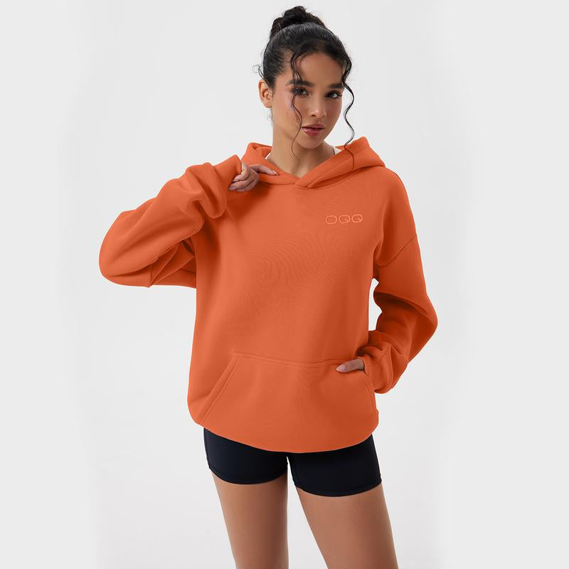 OQQ Women'S Hooded Pullover Sweatshirt - Long Sleeve - Fashionable Fall/Winter Top with Front Pockets Design - Kiki of DC Styles Store