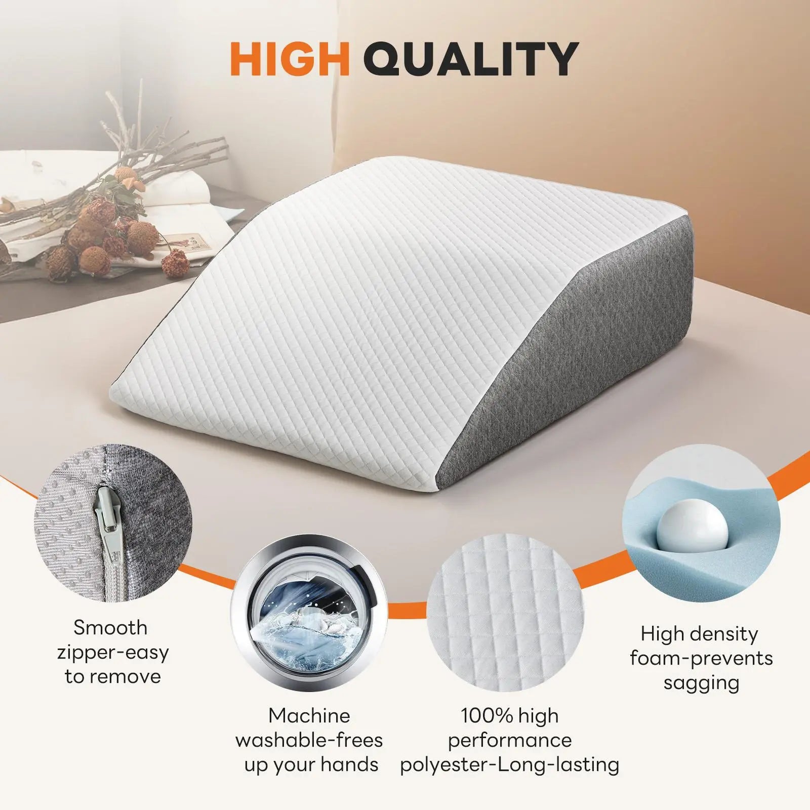 Ultimate Comfort Wedge Pillow for Sleep Apnea, Neck Pain Relief, and Back Support - Perfect for Post-Surgery Recovery and Acid Reflux Relief