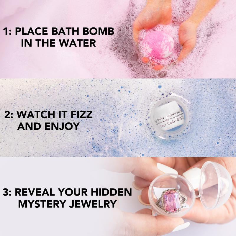 Summer Strawberry Jewelry Bath Bomb with Hidden Gem Layers of Fresh Strawberry & Strawberry Jam Scent Bright Nostalgic & Deliciously Simple Aroma Body Care Blend Scent Skin Repair Cleanser Body Wash Cleansing - Kiki of DC Styles Store