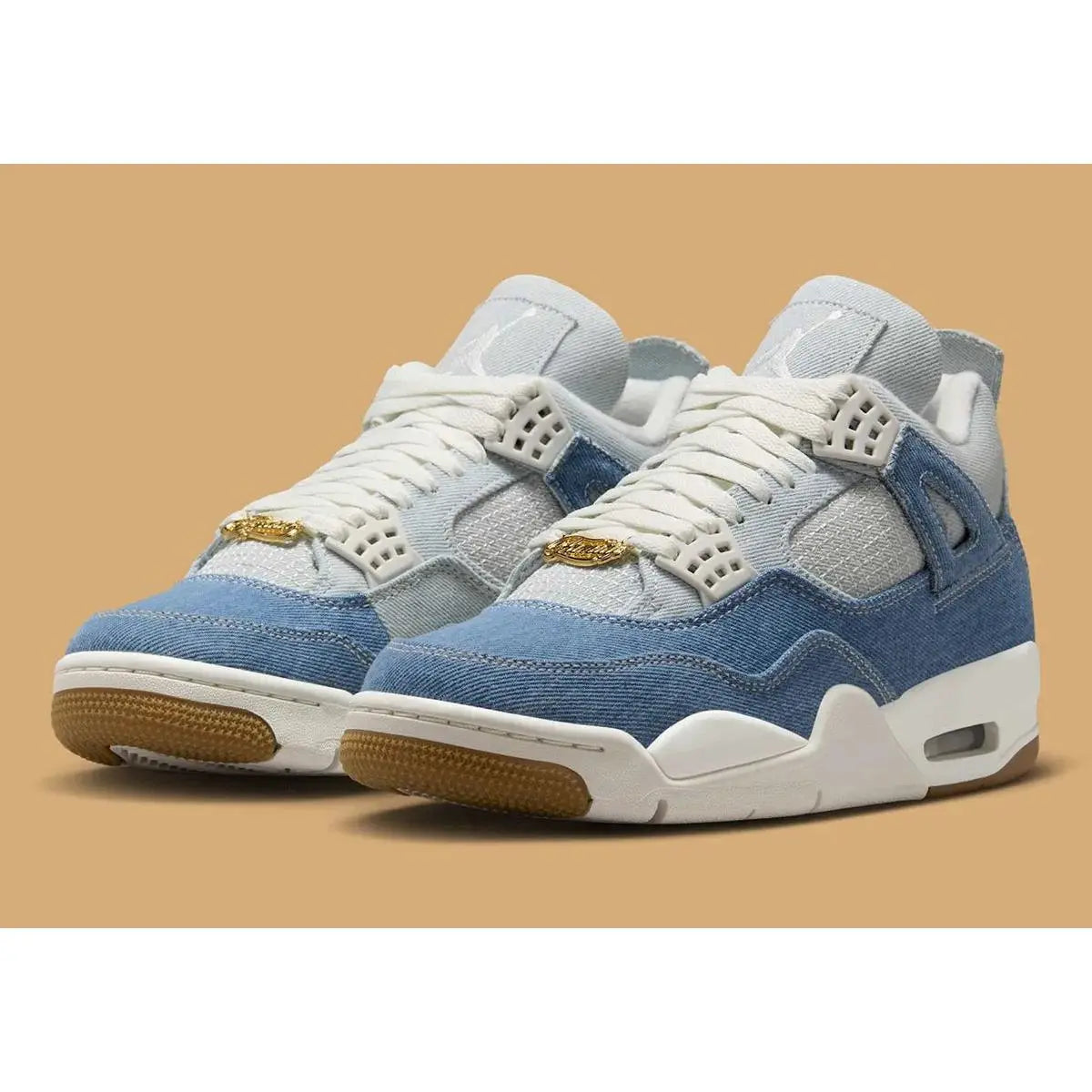 Elevate Your Style with Women's Air Jordan 4 Denim Sneakers - Trendy Blue Jean Design for Fashion-Forward Athletes