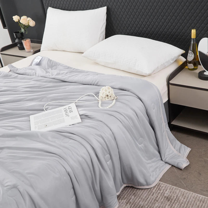 Summer Cooling Blanket for Bed Silky Air Condition Solid Color Ultra-Soft Blanket Washable Ice Quilt Class A Cool Feeling Quilt - Kiki of DC Styles Store