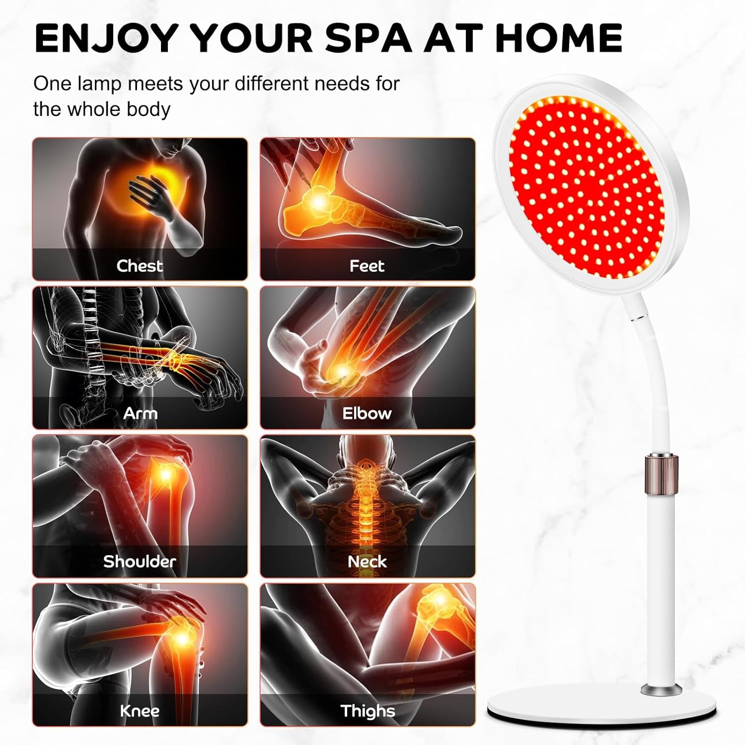 Red Light Therapy with Base for Face and Neck, 140Leds Therapy Red Light for Body, 660Nm Red Light Therapy Lamp with Adjustable Height - Kiki of DC Styles Store