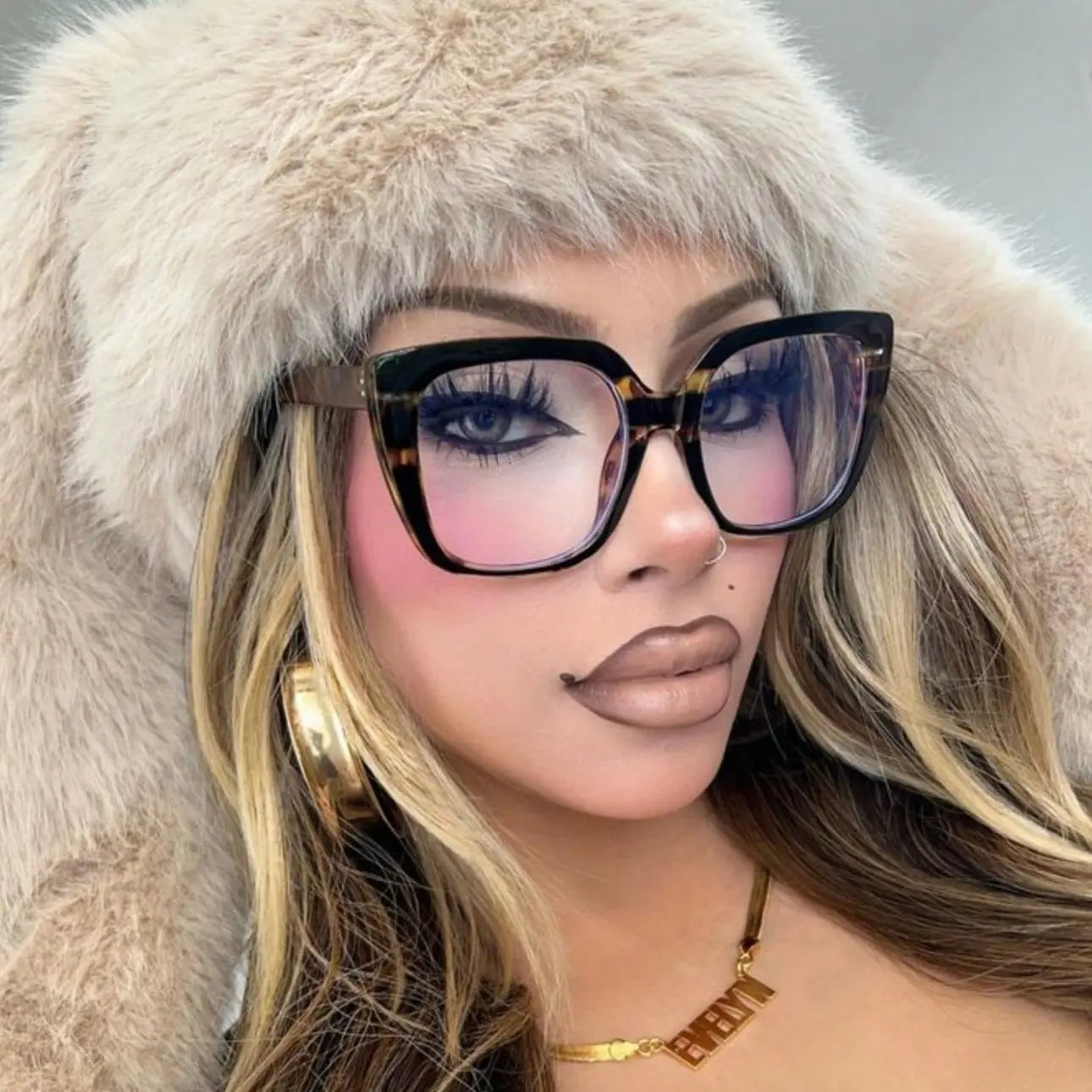 1Pc Ladies Retro Leopard Print Square Glasses | Vintage Plain PC Frame, Non-Prescription Clear Lenses! Suitable for Daily Wear & Women’S School Accessories