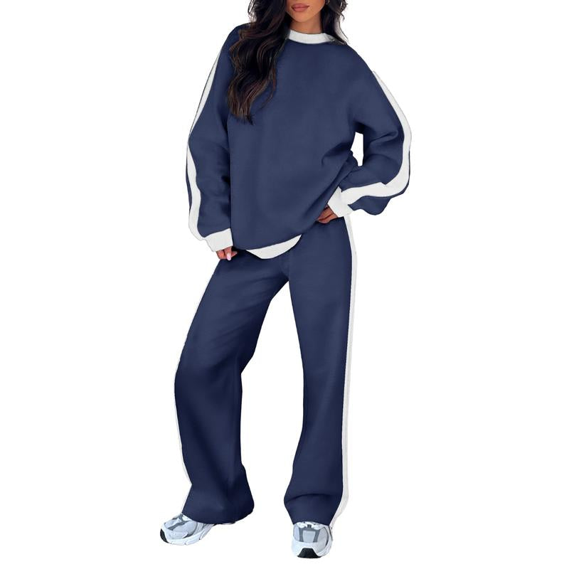 Aleumdr Women'S 2 Piece Outfit Fleece Sweatsuit Casual Lounge Matching Sets Crewneck Loose Fit Cozy Sweatshirt & Straight Leg Sweatpants Womenswear - Kiki of DC Styles Store