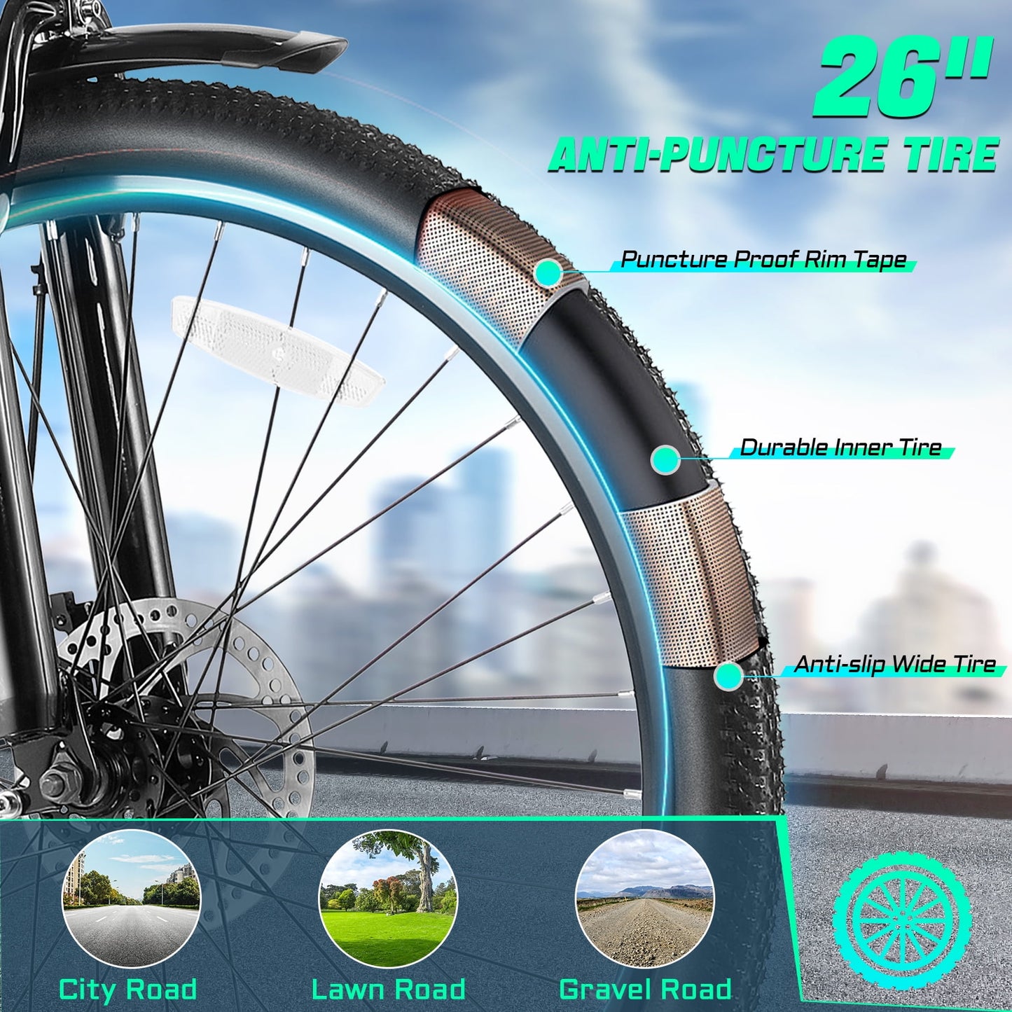 Experience the Thrill of Commuting with the GOCIO 26" Electric Bike: 500W Power, 19.8 mph Speed, and UL2849 Certified Safety for Adults