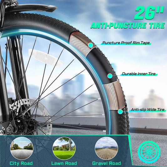 Experience the Thrill of Commuting with the GOCIO 26" Electric Bike: 500W Power, 19.8 mph Speed, and UL2849 Certified Safety for Adults