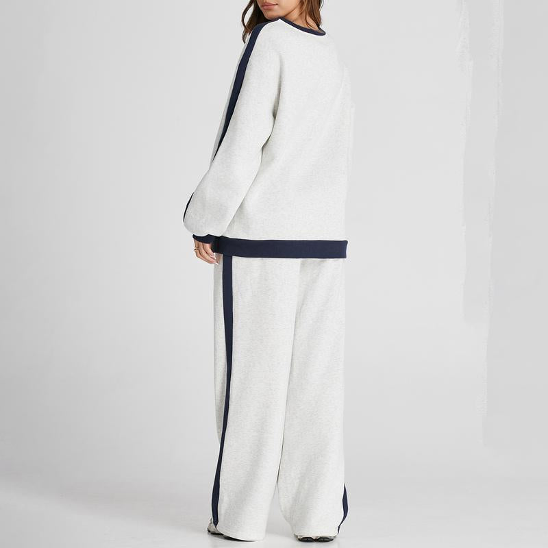 Aleumdr Women'S 2 Piece Outfit Fleece Sweatsuit Casual Lounge Matching Sets Crewneck Loose Fit Cozy Sweatshirt & Straight Leg Sweatpants Womenswear - Kiki of DC Styles Store