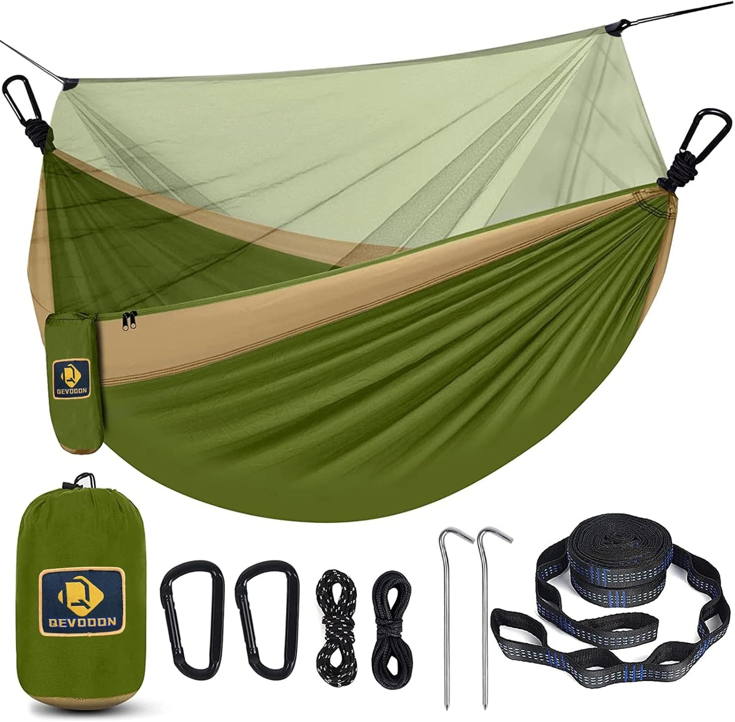 Camping Hammock with Net,Travel Portable Lightweight Hammocks with Tree Straps and Solid D-Shape Carabiners,Parachute Nylon Hammock for Outsides Backpacking Beach Backyard Patio Hiking - Kiki of DC Styles Store