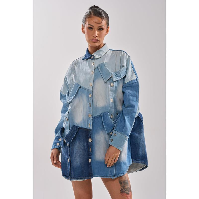 MONDAY BLUES DENIM MINI DRESS