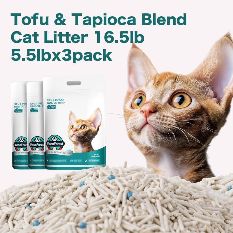 5.5Lb*3,Tapioca Cat Litter, Tofu Cat Litter, Kitty Litter,Odor Control Quick Clumping Low Dust ,Kitten Litter,Smart Litter Boxes Cat Litter,A Ideal Partner for Automatic Litter Boxes,Cassava Cat Litter,Flushable Cat Litter, - Kiki of DC Styles Store
