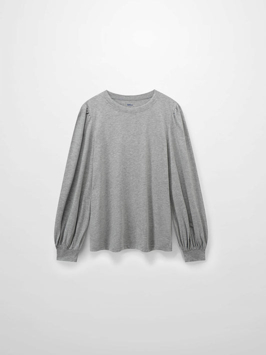 Bubble Sleeve T-Shirt-Heathered Grey-1