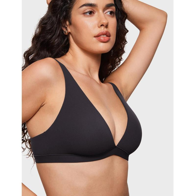 INLYRIC Women's Soft Plunge Bralette - Deep V Unlined Triangle Sleep Bra for Ultimate Comfort - Kiki of DC Styles Store