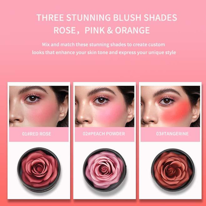 PETAL 3D Rose Blush – Natural Floral Scent, Skin-Friendly Long-Lasting Formula, 3 Radiant Shades for Flawless Glow, Unique Romantic Design, Perfect Gift for Makeup Lovers - Kiki of DC Styles Store