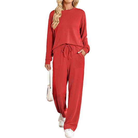 Lounge Sets for Women 2 Piece Outfits Casual Long Sleeve Sweatshirts and Wide Leg Pants Tracksuit Sets